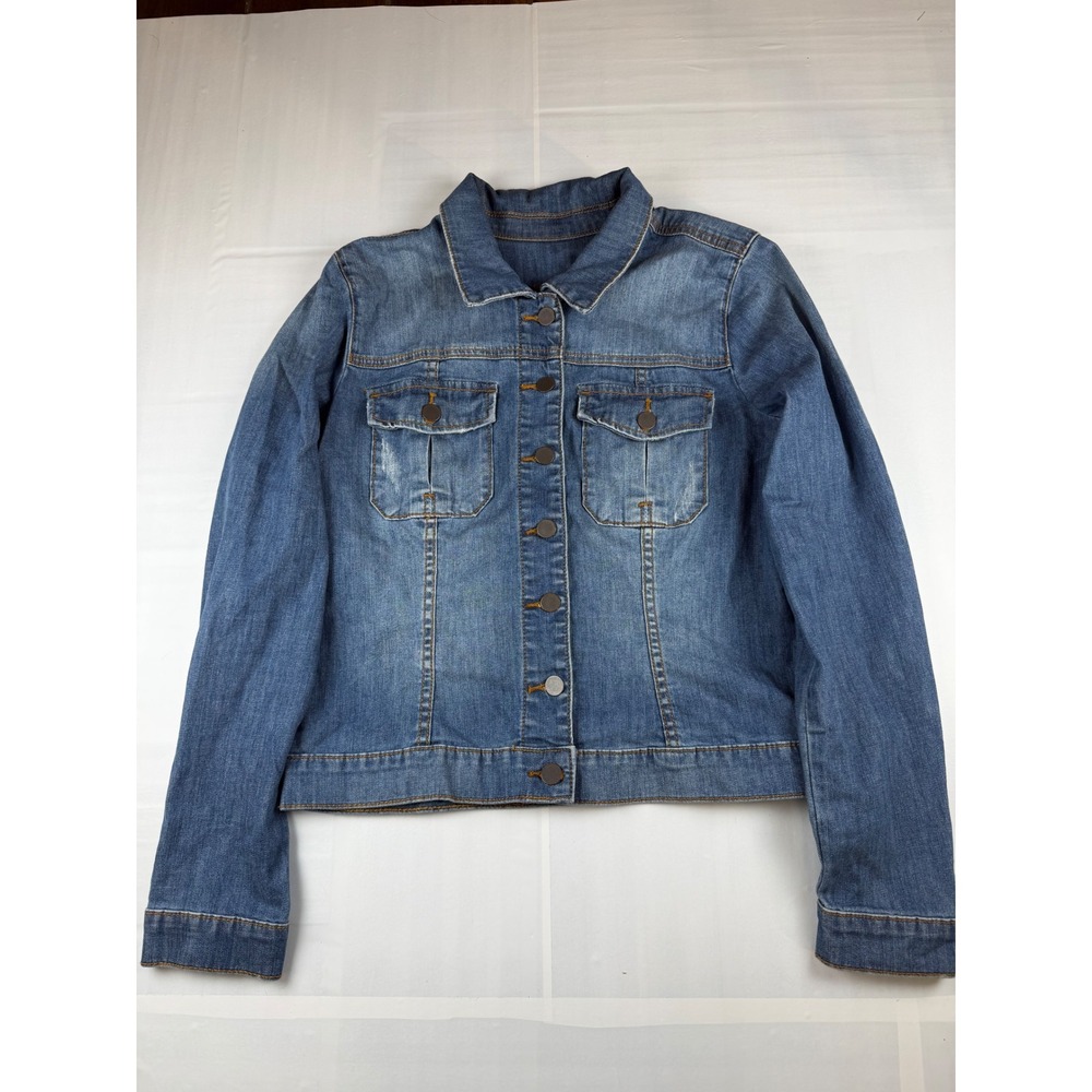 KUT from the Kloth Amelia Jacket Womens Large Blue Denim Stretch KJ618MF4